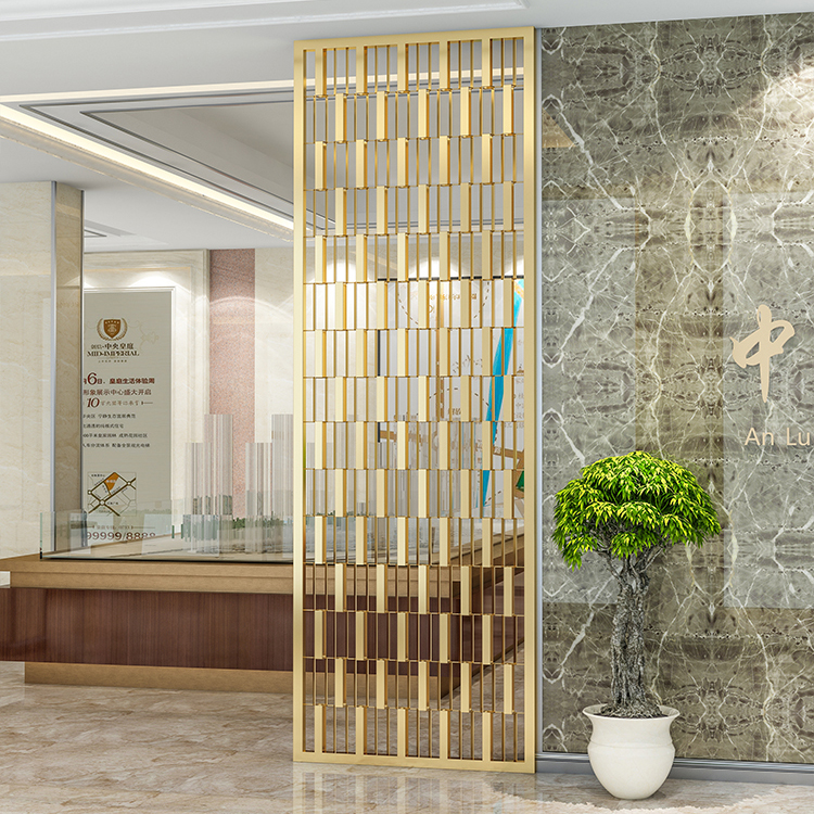 輕奢不銹鋼屏風長虹玻璃隔斷入戶玄關客廳酒店遮擋畫現(xiàn)代簡約裝飾